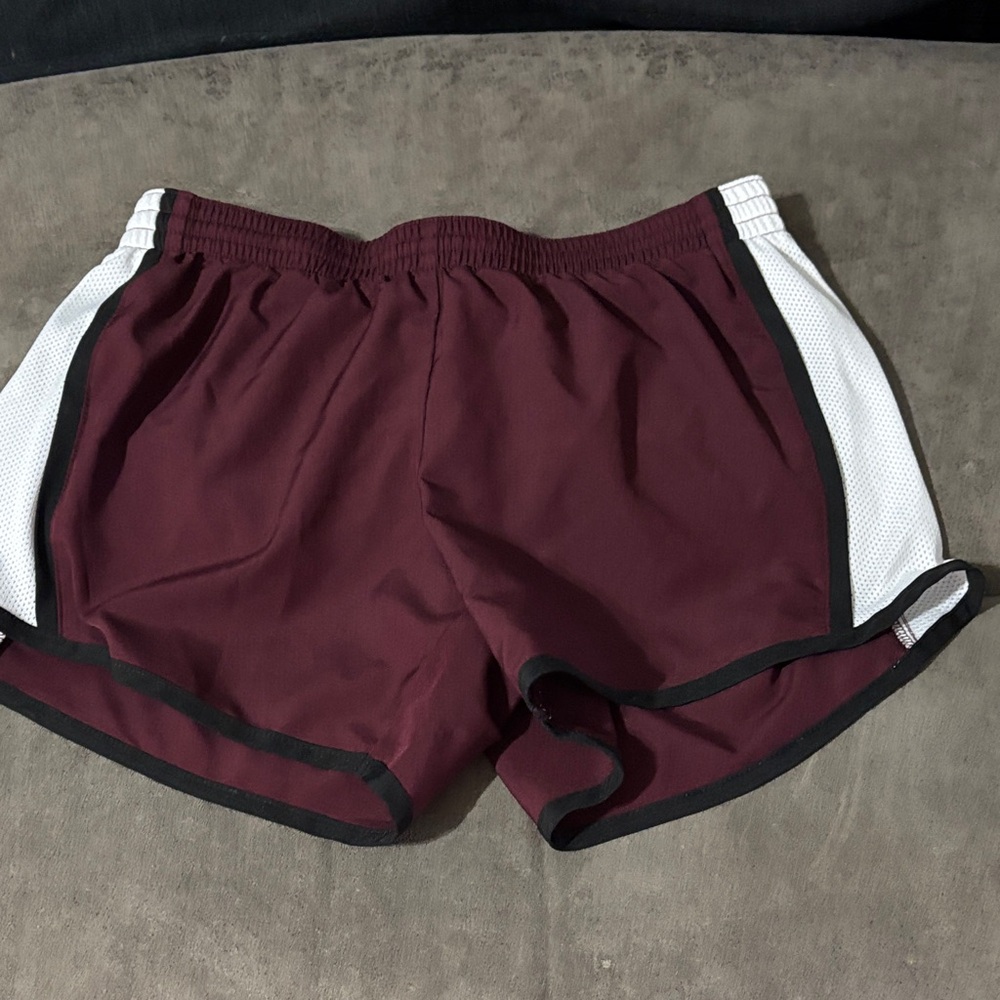 Athleta Maroon and White Athletic Shorts